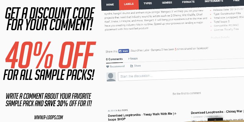Get a discount code for your comment